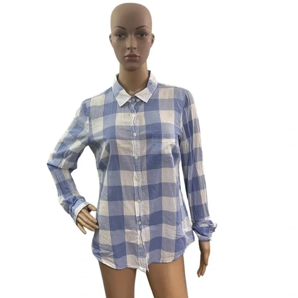 Crew Tops J Crew Womens Long Sleeve Purple Plaid Button
